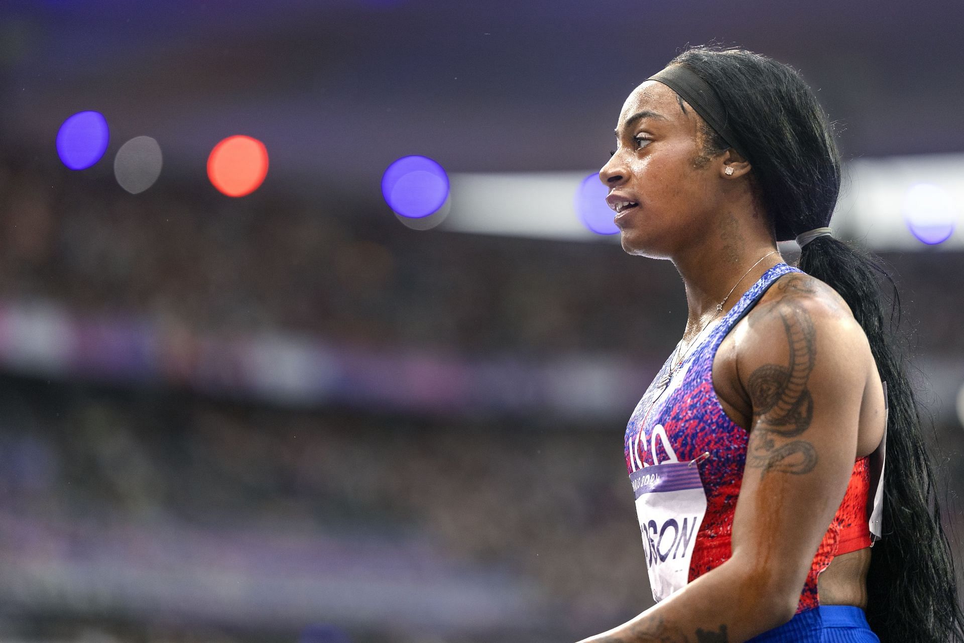 Sha'carri Richardson of the United States at the 2024 Summer Olympic Games in Paris, France. (Photo via Getty Images)